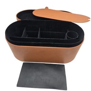 READ Dyson Presentation Storage CASE ONLY Tan Leather Airwrap ? Dryer? Hot Temp